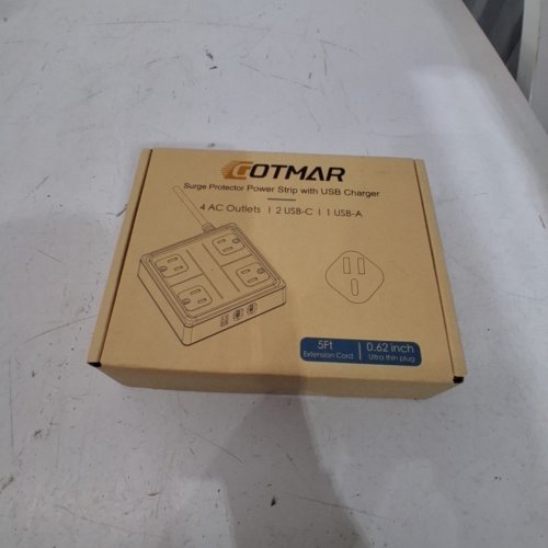 GOTMAR FLAT PLUG POWER BAR WITH USB C - 5FT - WHITE (MODEL: WT-2301-PL) image 2