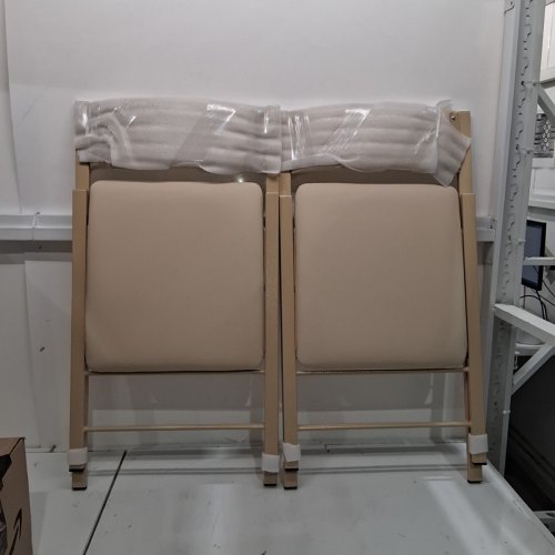 2Pk FOLDING DINING CHAIRS - WOOD AND TAN (MODEL: FCJ105-2WD) image 2