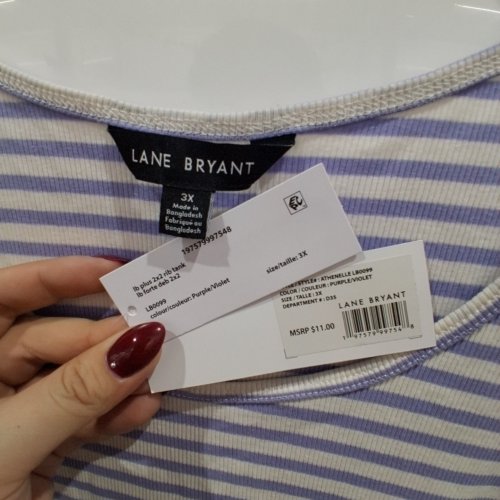 WOMEN'S LANE BRYANT RIB STRIPED TANK TOP - 3X - PURPLE (STYLE: ATHENELLE LB0099) image 3