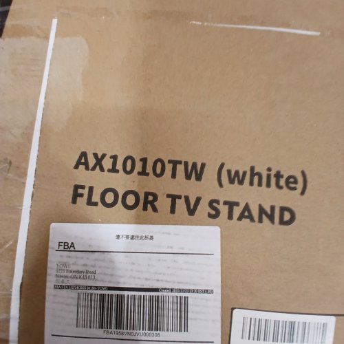 AX WABER FLOOR TV STAND WITH POWER OUTLET, UNIVERSAL MOUNT FOR 27-65" TVS UP TO 88LBS - SWIVEL, ADJUSTABLE WITH TEMPERED GLASS BASE - WHITE image 2