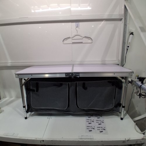 PORTABLE CAMPING KITCHEN TABLE - 47.2" X 27.6" X 18.5" - WHITE/SILVER/LILAC image 2