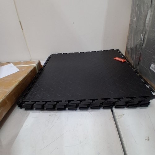 16PK GARAGE FLOOR MODULAR INTERLOCKING DIAMOND PLATE SLIP-RESISTANT PVC TILES - 20.2" X 20.2" X 0.2" - BLACK - (MODEL: GYDB-51.551.50.5-S) image 3