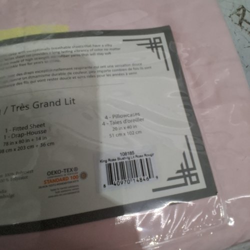 6PC 1800 SERIES SHEET SET WITH PILLOWCASES - KING - ROSE BLUSH image 3