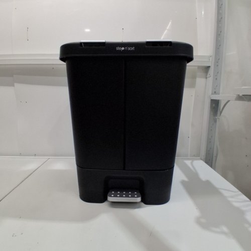 STEP N' SORT DUAL TRASH AND RECYCLING BIN WITH SLOW CLOSE LID - 40L, 20L EACH - BLACK image 2