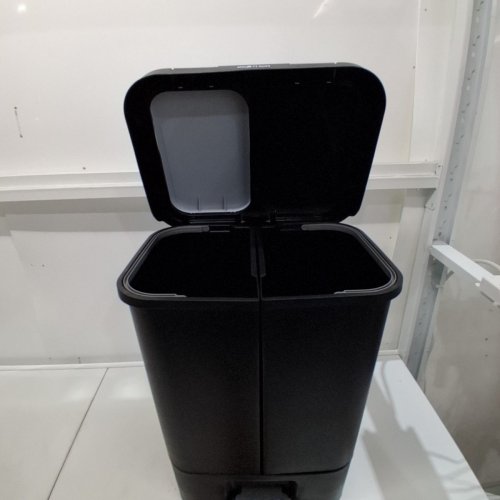 STEP N' SORT DUAL TRASH AND RECYCLING BIN WITH SLOW CLOSE LID - 40L, 20L EACH - BLACK image 3