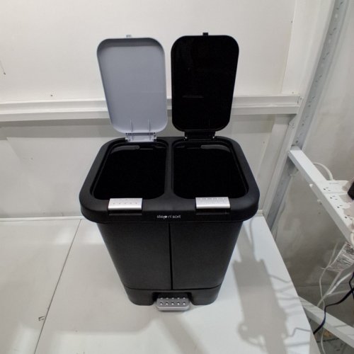 STEP N' SORT DUAL TRASH AND RECYCLING BIN WITH SLOW CLOSE LID - 40L, 20L EACH - BLACK image 4