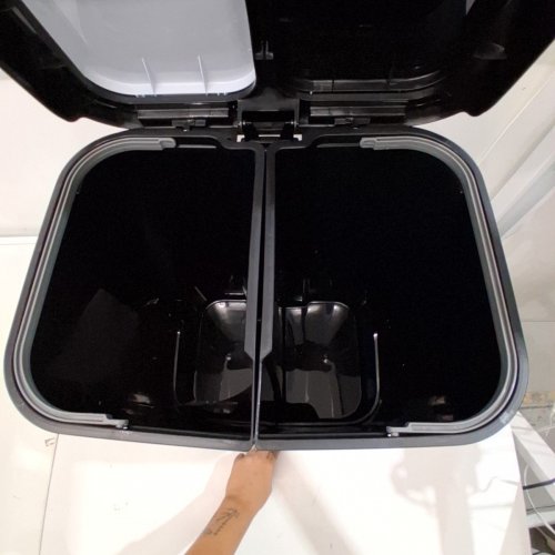 STEP N' SORT DUAL TRASH AND RECYCLING BIN WITH SLOW CLOSE LID - 40L, 20L EACH - BLACK image 5