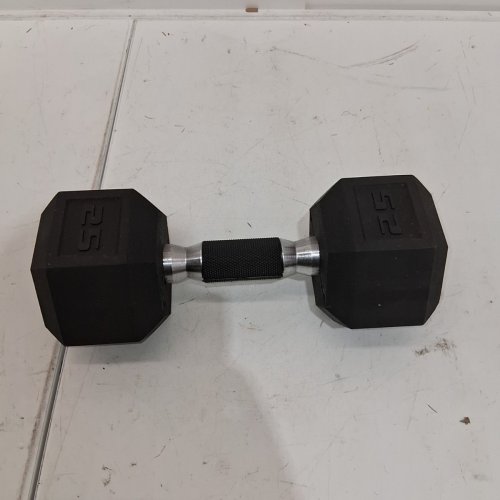 CAP COATED HEX DUMBBELL WEIGHT WITH PADDED GRIP - 25LBS - BLACK - (MODEL: SDPUIS-025) image 2