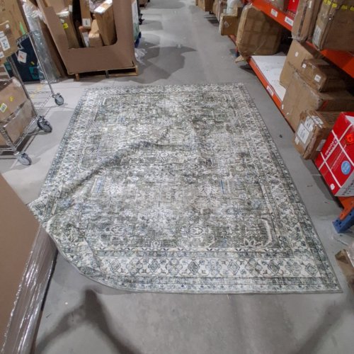 GARVEE MACHINE WASHABLE PATTERNED AREA RUG - 8FT X 10FT - IVORY/GRAY image 4