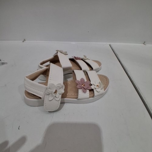 GIRLS VELCRO FLOWER SANDALS - SIZE 12 - WHITE/PINK image 5