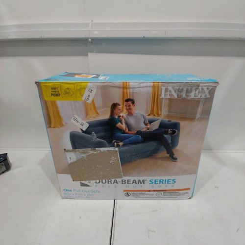 INTEX DURA-BEAM SERIES MANUAL PUMP INFLATABLE PULL-OUT SOFA - 80" X 91" X 26" - 440LBS CAPACITY - GREY (MODEL: 66552EP) image 6