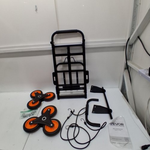 HEAVY-DUTY FOLDING STAIR CLIMBING CART WITH TELESCOPING HANDLE & 6 WHEELS - 220LBS CAP - BLACK / ORANGE (MODEL: KT-2025D) image 2