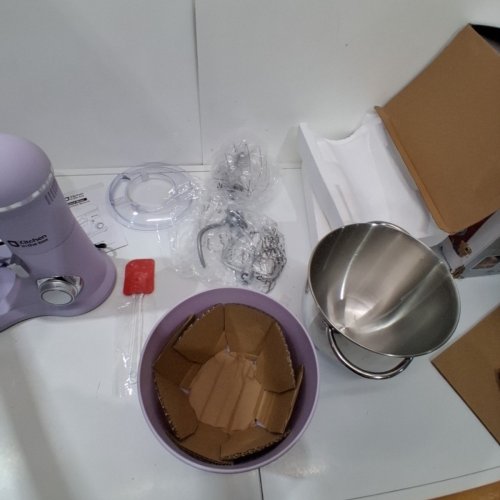ITCHEN IN THE BOX STAND MIXER WITH 2 BOWLS - 10 SPEEDS - HOOK, BEATER, AND WHISK ATTACHMENTS - 4.5 QT PLASTIC BOWL AND 5 QT METAL BOWL - MATTE PURPLE image 6