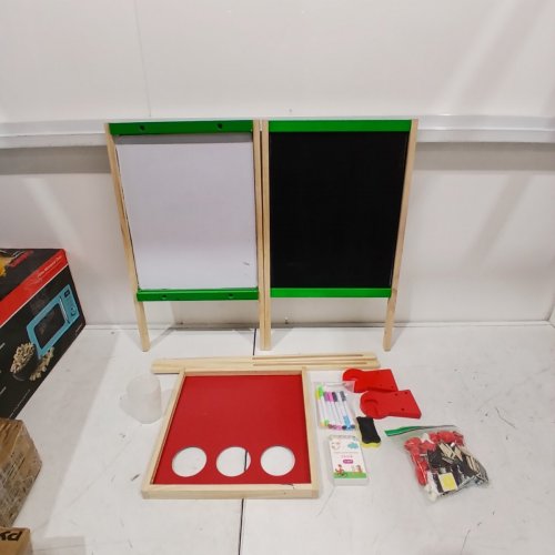 ENLITOYS WOODEN WHITEBOARD & CHALKBOARD - DOUBLE-SIDED STANDING ART EASEL FOR KIDS image 2