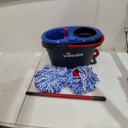 VILEDA EASYWRING RINSECLEAN SPIN MOP & BUCKET SYSTEM - GREY/BLUE image 2