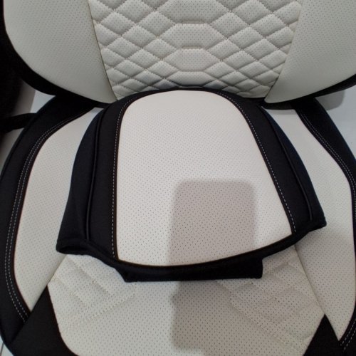 6PC COVERADO FRONT CAR SEAT COVERS - UNIVERSAL FIT FOR MOST CARS - BLACK/WHITE (MODEL: D8846) image 4