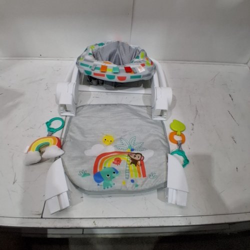 BRIGHT STARTS LEARN-TO-SIT 2-POSITION BABY FLOOR SEAT WITH TOYS - 4-12MONTHS - GREY / WHITE / YELLOW ( MODEL 12956 ) image 2