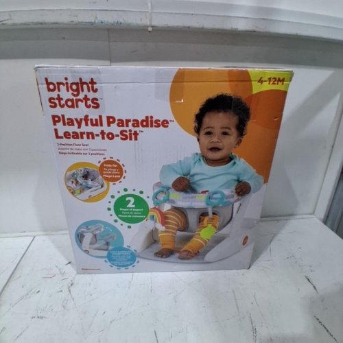 BRIGHT STARTS LEARN-TO-SIT 2-POSITION BABY FLOOR SEAT WITH TOYS - 4-12MONTHS - GREY / WHITE / YELLOW ( MODEL 12956 ) image 5