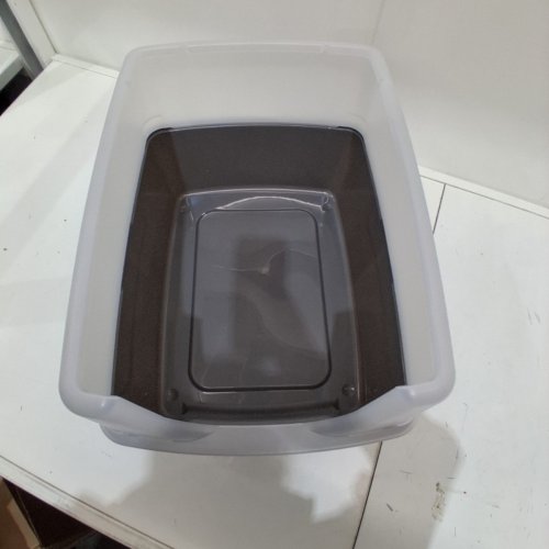 PLASTIC CAT LITTER BOX WITH OPEN LID - 19" X 15" X 6" - GREY image 3