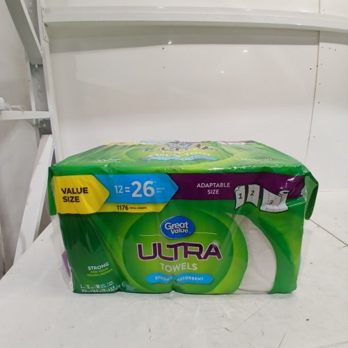 12PK GREAT VALUE ULTRA PAPER TOWELS - 1176 SHEETS - WHITE image 2