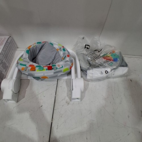 BRIGHT STARTS LEARN-TO-SIT 2-POSITION BABY FLOOR SEAT WITH TOYS - 4-12MONTHS - GREY / WHITE / YELLOW ( MODEL 12956 ) image 2