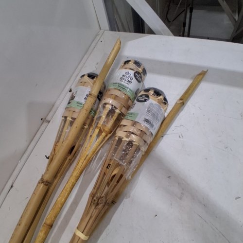 5PK TIKI BRAND WEATHER RESISTANT BAMBOO TIKI TORCH - 57" - NATURAL WOOD (MODEL: L4000073) image 3