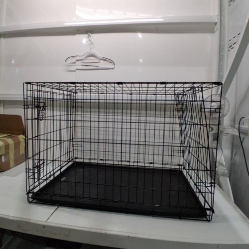 SINGLE DOOR FOLDING METAL CRATE - 36.4"X23"X26" - BLACK image 2