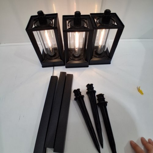 3PK GTX NATURALLY SOLAR PATHWAY LIGHTS - 4" X 4" X 23"- 25LM - BLACK (MODEL: 1937955/PW-2631) image 2