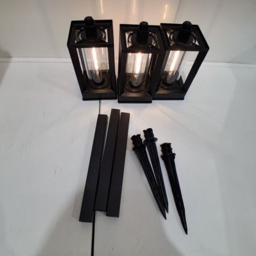 3PK GTX NATURALLY SOLAR PATHWAY LIGHTS - 4" X 4" X 23"- 25LM - BLACK (MODEL: 1937955/PW-2631) image 3