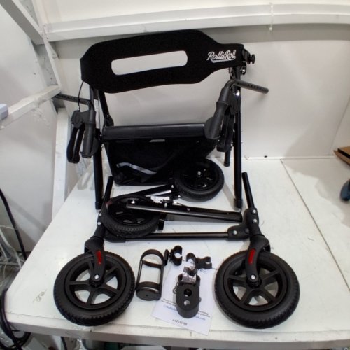 ROLLISROLL FOLDABLE ROLLATOR WALKER FOR SENIORS WITH SEAT & ALL TERRAIN RUBBER WHEELS - 350LBS MAX - 40" - BLACK (MODEL: A42031W8) image 2