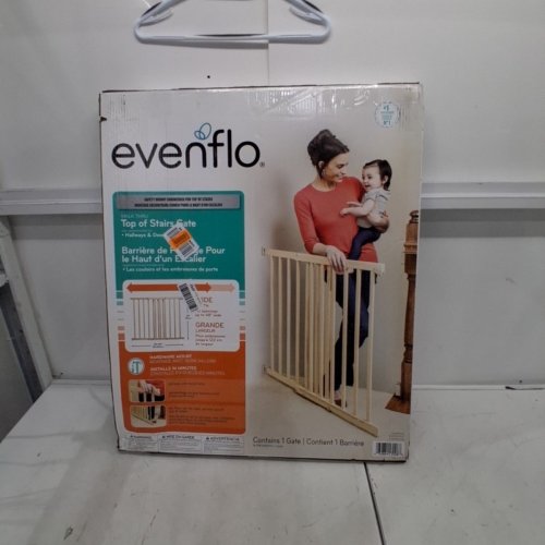 EVENFLO WALK-THRU TOP OF STAIRS EXTRA WIDE BABY & PET GATE - 32" X 30" - 48" - NATURAL WOOD BROWN (MODEL: 1050500 1050) image 3