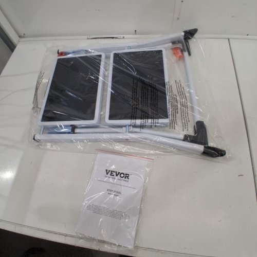 ERGONOMIC FOLDING STEEL STEP STOOL WITH WIDE ANTI-SLIP PEDAL - 2-STEP 330LBS CAPACITY - BLACK/WHITE (MODEL: WK2031) image 2