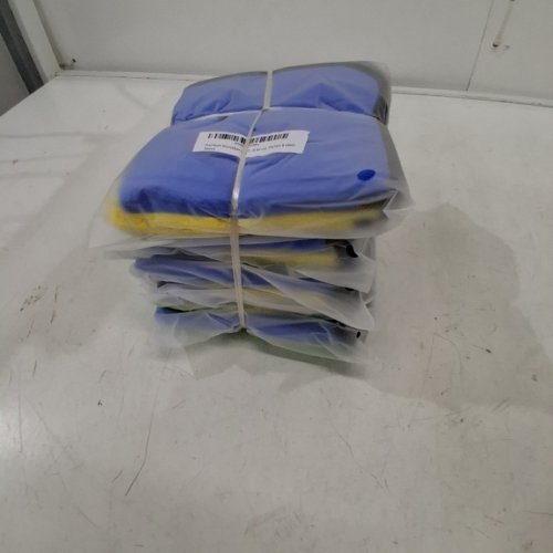 5 (3PK) PREMIUM MICROFIBER CLEANING CLOTH FOR CAR, KITCHEN, GLASS - 12" - GREEN / BLUE / YELLOW image 2