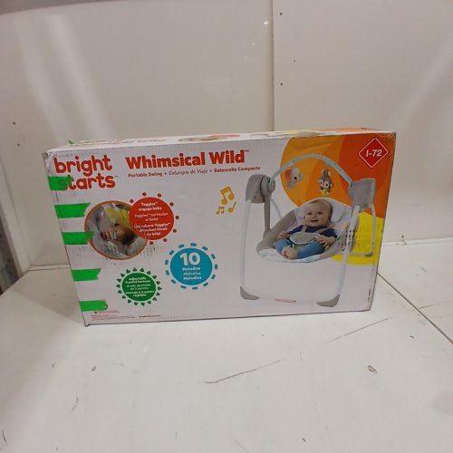 BRIGHT STARTS PORTABLE AUTOMATIC 6-SPEED BABY SWING- WHIMSICAL WILD- (MODEL: 11803) image 3