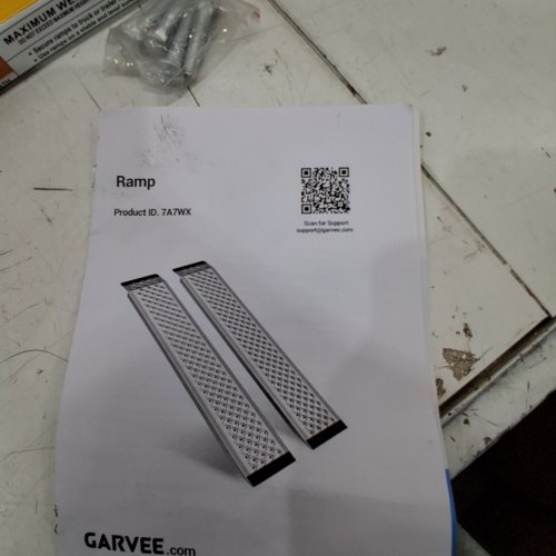 2PK GARVEE ALUMINUM LAWN MOWER RAMPS - 47" 800LB MAX - SILVER/YELLOW (MODEL: 7A7WX) image 3