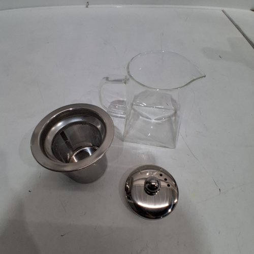 GLASS SINGLE SERVE TEAPOT STEEPER - 10OZ- CLEAR/SILVER image 2