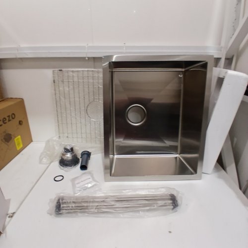 MENATT UNDERMOUNT SINGLE BOWL KITCHEN SINK - STAINLESS STEEL - 18" X 22" - SILVER (MODEL:2218-DWR ) image 3