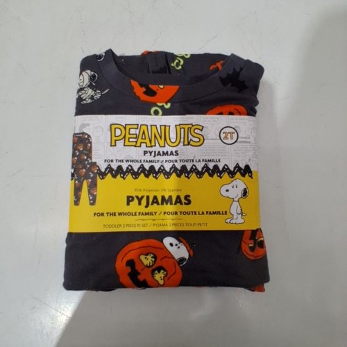 2PC KID'S PEANUTS PUMPKIN PRINT PAJAMAS - 2T - CHARCOAL / ORANGE image 2