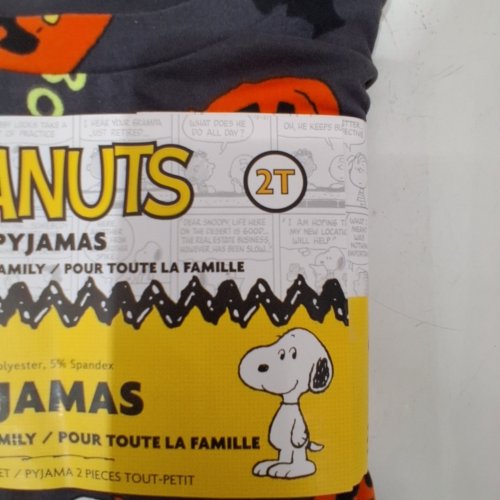 2PC KID'S PEANUTS PUMPKIN PRINT PAJAMAS - 2T - CHARCOAL / ORANGE image 3