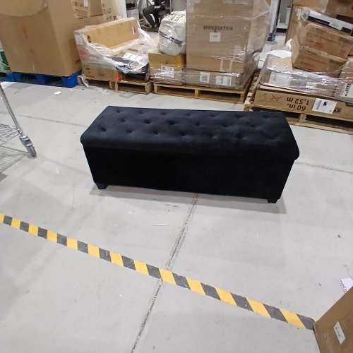 SONGMICS STORAGE OTTOMAKN BENCH - 43" X 15.7" X 15.4" - BLACK image 2