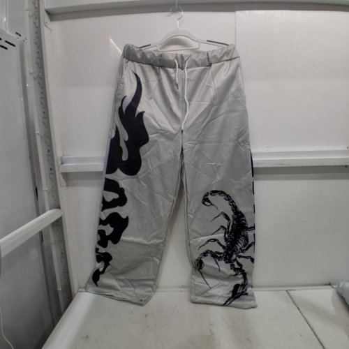 MEN'S GRAPHIC PRINT BAGGY JOGGER PANTS - EXTRA LARGE - GREY/BLACK image 3