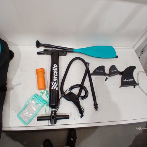 MARCELLO INFLATABLE STAND UP PADDLE BOARD AND ACCESSORY KIT - 10.5"X33" - TURQUOISE MANTA image 5