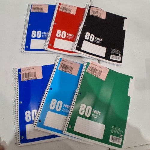 6 HILROY SPIRAL LINED MARGIN NOTEBOOKS - 80 PAGES EACH - 8.5" X 11" - ASSORTED COLOURS image 5