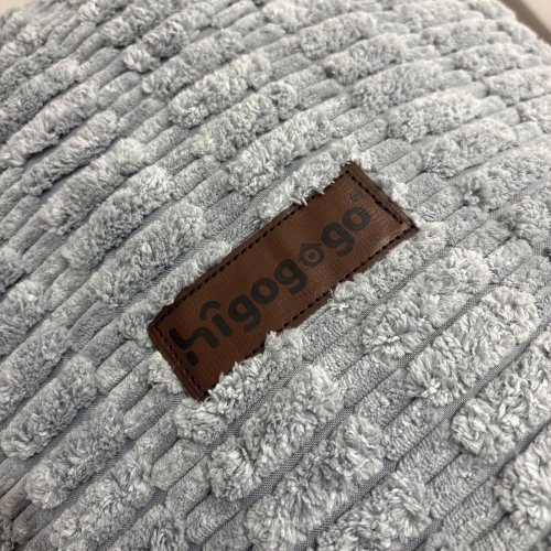 HIGOGOGO ROUND STUFFED CORDUROY OTTOMAN - 20" X 15" - GREY image 2