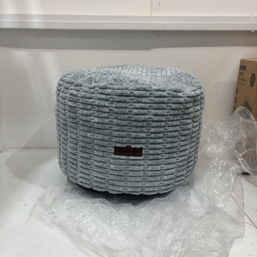 HIGOGOGO ROUND STUFFED CORDUROY OTTOMAN - 20" X 15" - GREY image 3