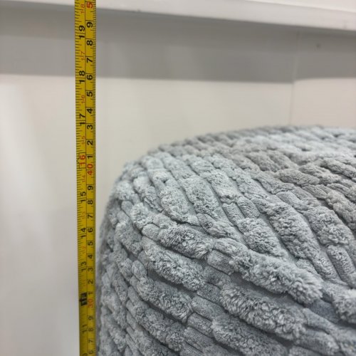 HIGOGOGO ROUND STUFFED CORDUROY OTTOMAN - 20" X 15" - GREY image 4