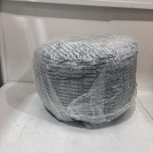 HIGOGOGO ROUND STUFFED CORDUROY OTTOMAN - 20" X 15" - GREY image 5