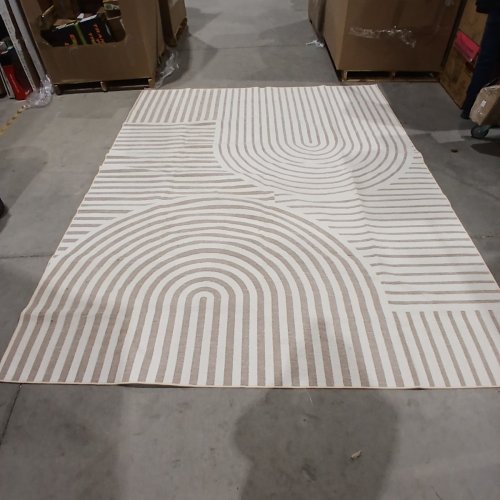 GEOMETRIC AREA RUG - 8FT X 10FT - CREAM AND TAUPE image 2