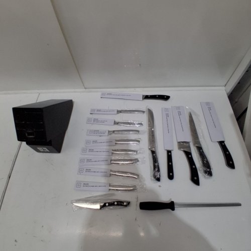 17PC HENCKELS AVIARA PREMIUM FORGED HIGH CARBON STAINLESS STEEL PROFESSIONAL CUTLERY KNIFE BLOCK SET - BLACK - (MODEL: 19231-001) image 2