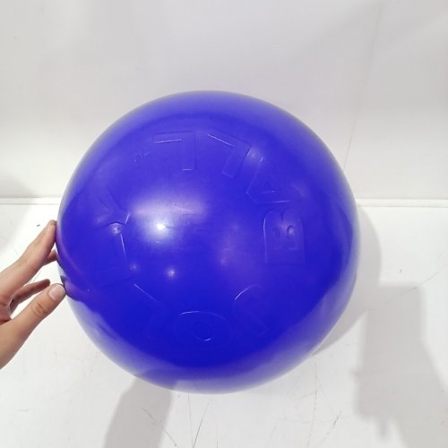 JOLLY PETS PUSH-N-PLAY PLASTIC BALL DOG TOY - LARGE - 14" - BLUE image 2